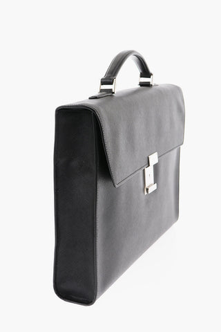 Logoed Leather Business Bag with Magnetic Closure