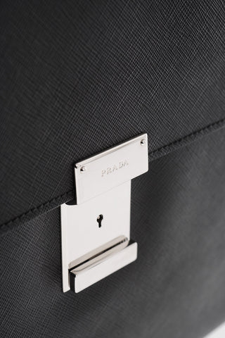 Logoed Leather Business Bag with Magnetic Closure