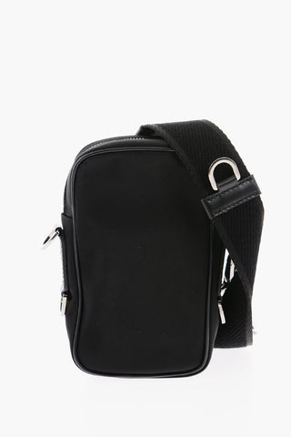 Garnet Leather and Nylon Mini Bag with Removable Shoulder Strap