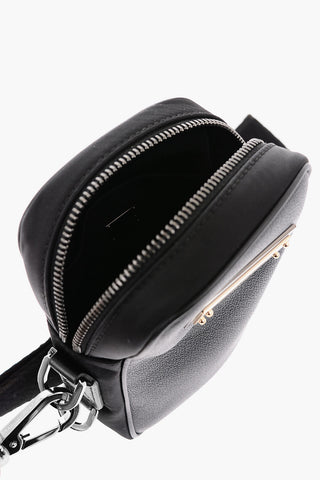 Garnet Leather and Nylon Mini Bag with Removable Shoulder Strap
