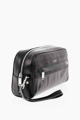 Beauty Case in Pelle con Logo e Zip