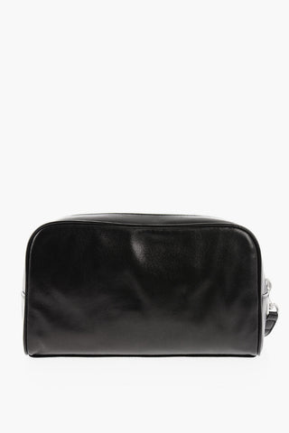 Beauty Case in Pelle con Logo e Zip