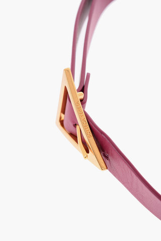 Leather Belt with Gold-toned TRIANGLE Buckle