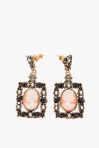Cameo Earrings with Gemstone