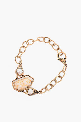 Burnished Brass Bracelet with Gemstone