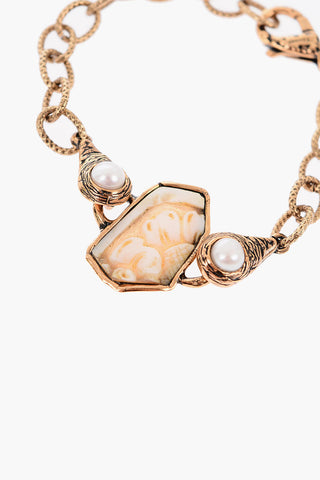 Burnished Brass Bracelet with Gemstone