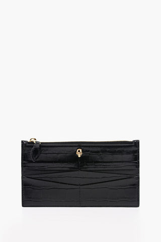 Croco Printed Leather SKULL Bifold Wallet