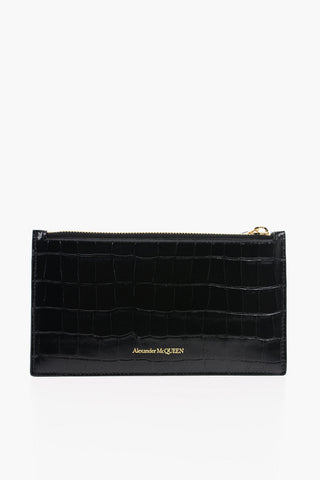 Croco Printed Leather SKULL Bifold Wallet