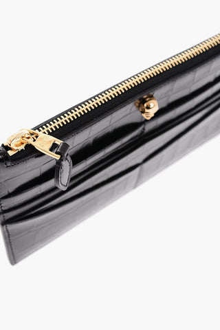 Croco Printed Leather SKULL Bifold Wallet
