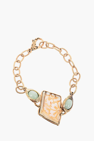 Burnished Brass Bracelet with Gemstone