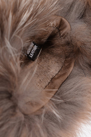 Guanti in Pelle Foderati in Cashmere con Dettaglio in Pelliccia