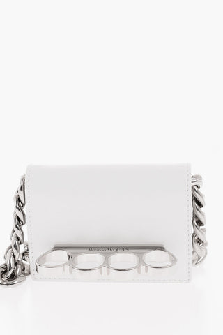 Leather FOUR RING Card Holder with Chain Shoulder Strap