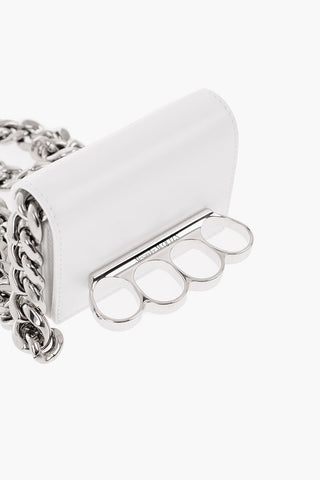 Leather FOUR RING Card Holder with Chain Shoulder Strap
