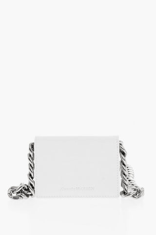 Leather FOUR RING Card Holder with Chain Shoulder Strap