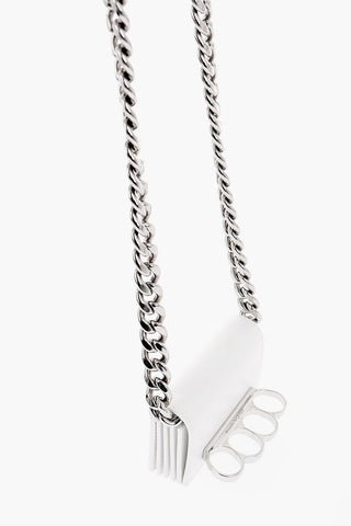 Leather FOUR RING Card Holder with Chain Shoulder Strap