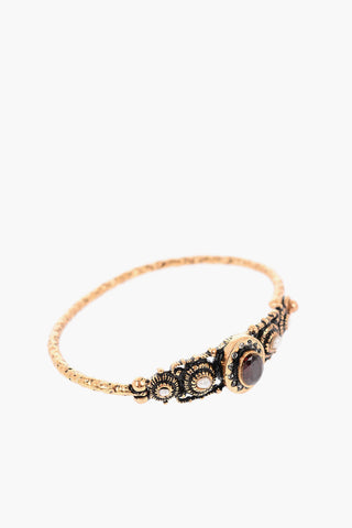 Burnished Brass Bracelet with Gemstone