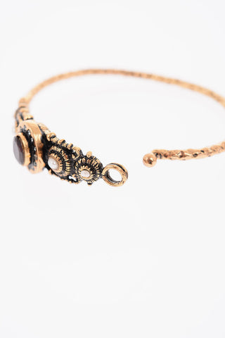 Burnished Brass Bracelet with Gemstone