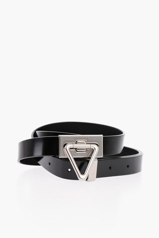 Brushed-leather Belt with Silver-toned Hardware