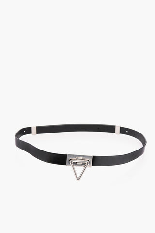 Brushed-leather Belt with Silver-toned Hardware