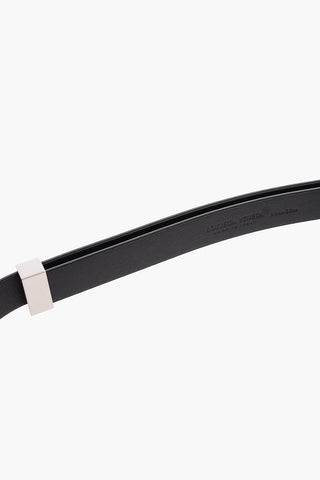 Brushed-leather Belt with Silver-toned Hardware