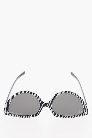 MARTINE ROSE Cat-eye-shaped SOS Reversible Sunglasses in Zebra Motif