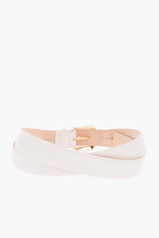 Leather KENNEDY CORSET Crossover Double-strap Belt with Gold-toned Buckle