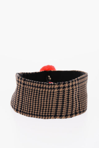 Houndstooth Patterned Bobble Heandband