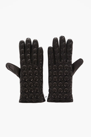 Quilted Leather Gloves with Cashmere Lining