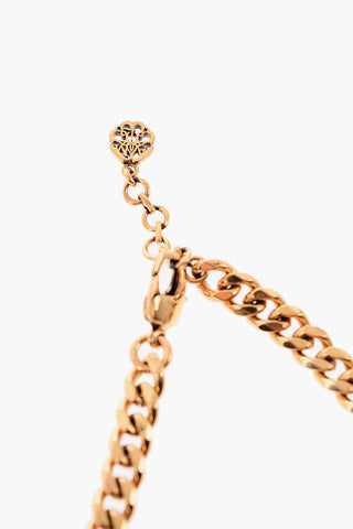 Gold-toned Brass Chain Necklace with Logo