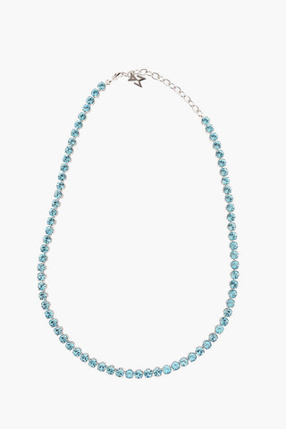 Silver Tennis Choker Necklace with Crystals