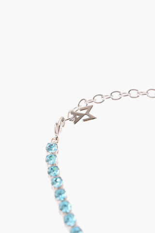 Silver Tennis Choker Necklace with Crystals