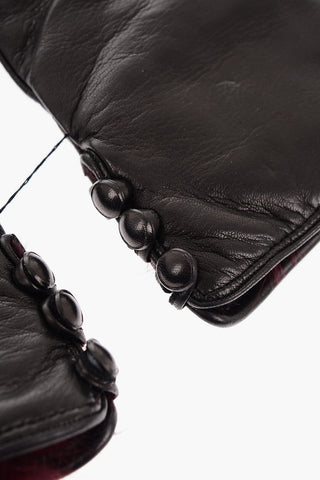 Cashmere Lined Soft Leather Gloves with Fox Fur Trimmings