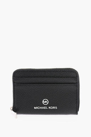 Textured Leather JET SET  Card Holder with Zip Closure