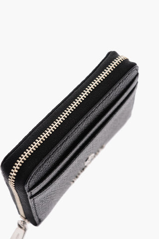 Textured Leather JET SET  Card Holder with Zip Closure