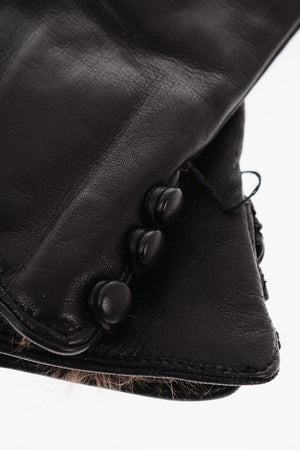 Cashmere Lined Soft Leather Gloves with Fox Fur Trimmings
