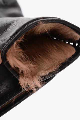 Cashmere Lined Soft Leather Gloves with Fox Fur Trimmings