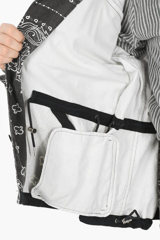 Denim Jackets With Bandana Print An Drawstrings