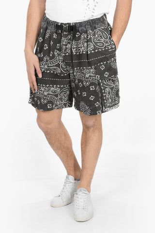 Printed Belted Shorts With Side Pockets