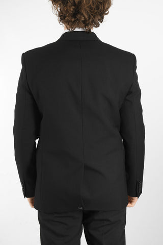 Virgin-wool-twill Single-breasted Blazer with Notch Lapel