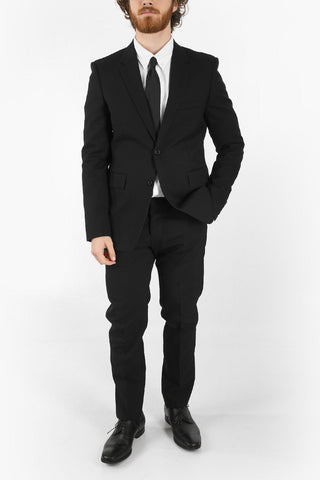 Virgin-wool-twill Single-breasted Blazer with Notch Lapel
