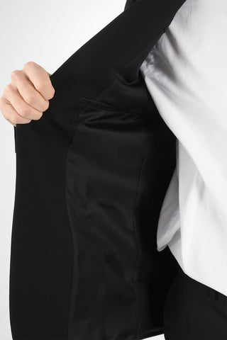 Virgin-wool-twill Single-breasted Blazer with Notch Lapel