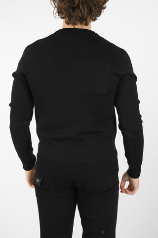 Wool Crew-neck Pullover with Contrasting Skull Print