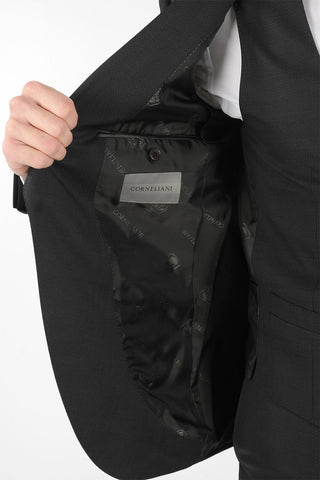 virgin wool center vent peak lapel CERIM.ACADEMY 3 piece waistcoat suit