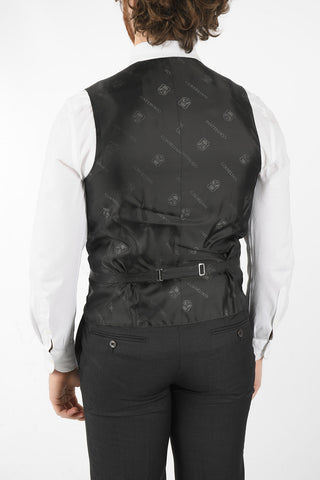 virgin wool center vent peak lapel CERIM.ACADEMY 3 piece waistcoat suit