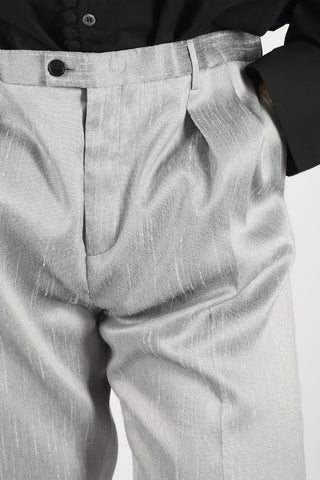 Silk-shantung Tailored Pants with Double-pleat