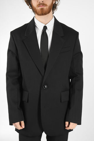 Blazer Monopetto in Twill di Lana Vergine Oversize Fit