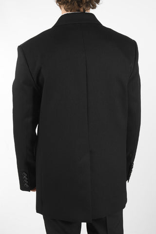 Blazer Monopetto in Twill di Lana Vergine Oversize Fit