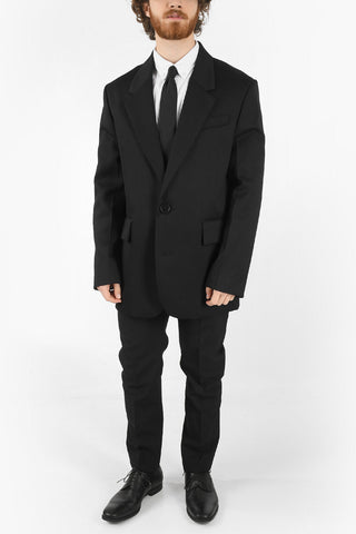 Blazer Monopetto in Twill di Lana Vergine Oversize Fit