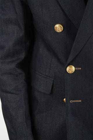 Unlined Double-breasted BOSTON DB Blazer with Gold-tone Buttons