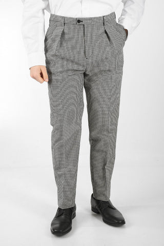Pantaloni Sartoriali a Quadri Shepherd a Due Pinces